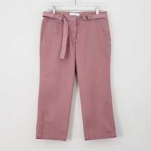 Mauve Light Red Pink Khaki Cotton Cropped Pants Nicole Farhi Trousers
